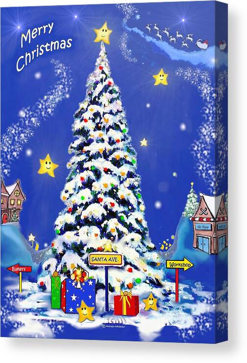 Christmas Card Canvas Print featuring the digital art Santa Avenue by Melodye Whitaker