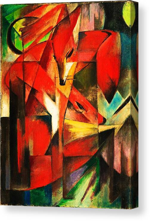 Franz Marc Canvas Print featuring the painting The Foxes #1 by Franz Marc