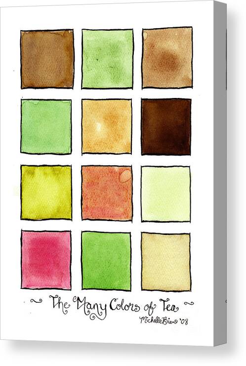 Teas Canvas Print featuring the painting The Many Colors of Tea 2 by Michelle Bien