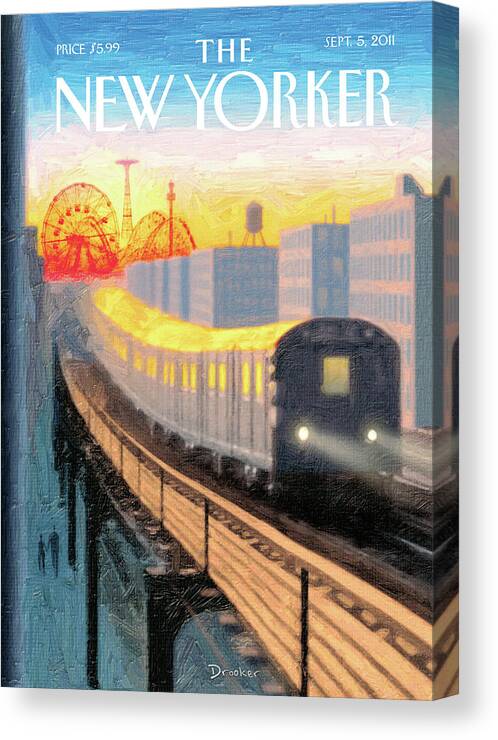 Coney Island Canvas Print featuring the painting Coney Island Express by Eric Drooker