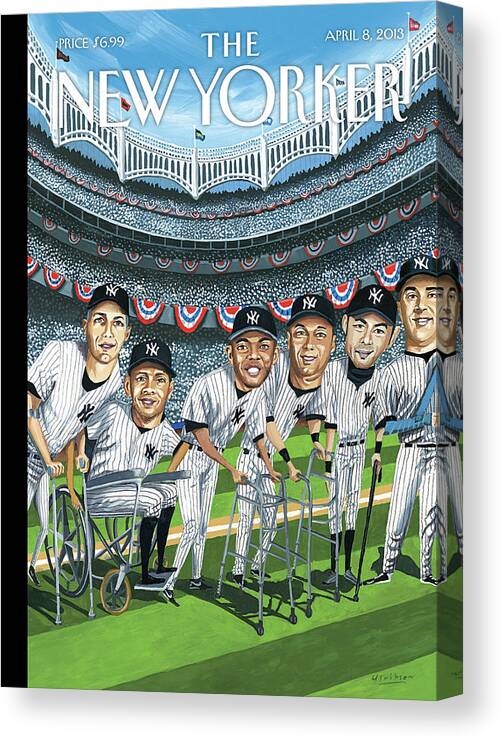 Yankees Canvas Print featuring the painting Hitting Forty by Mark Ulriksen