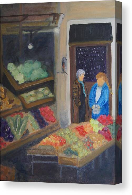 Venice Canvas Print featuring the painting Venice Fruit Market by Kristine Bogdanovich