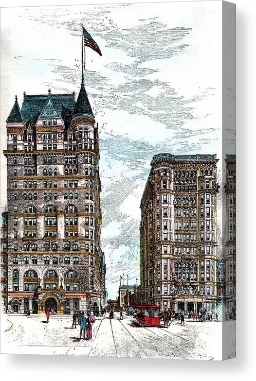 Vertical Canvas Print featuring the painting 1890s Hotels Sherry And The Savoy by Vintage Images