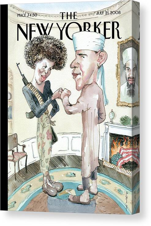 Osama Canvas Print featuring the painting The Politics of Fear by Barry Blitt