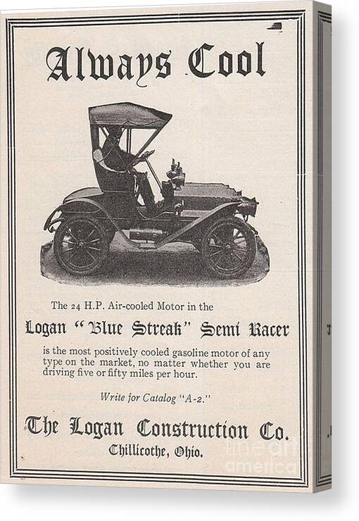 Logan Canvas Print featuring the photograph 1905 Logan Automobile Poster by Charles Robinson