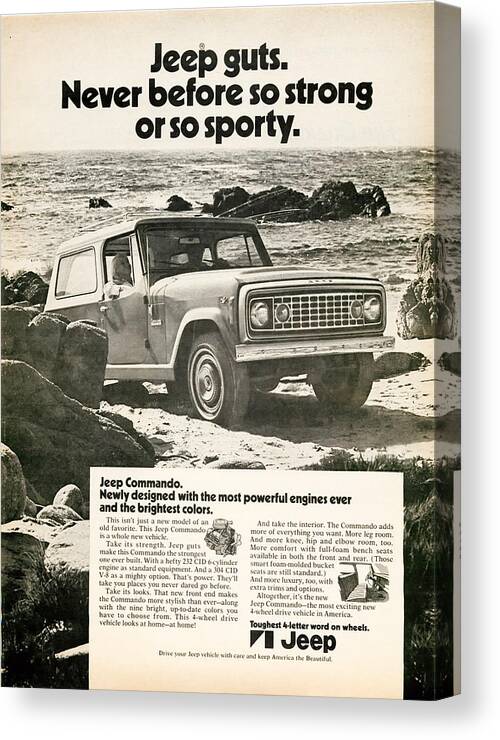 Old Canvas Print featuring the digital art 1972 Jeep Commando by Georgia Clare