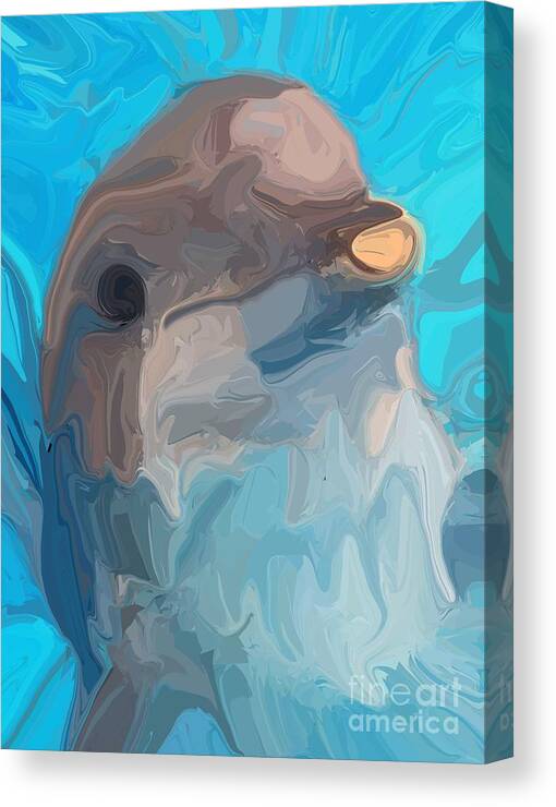 Dolphin Canvas Print featuring the digital art Dolphin #2 by Chris Butler