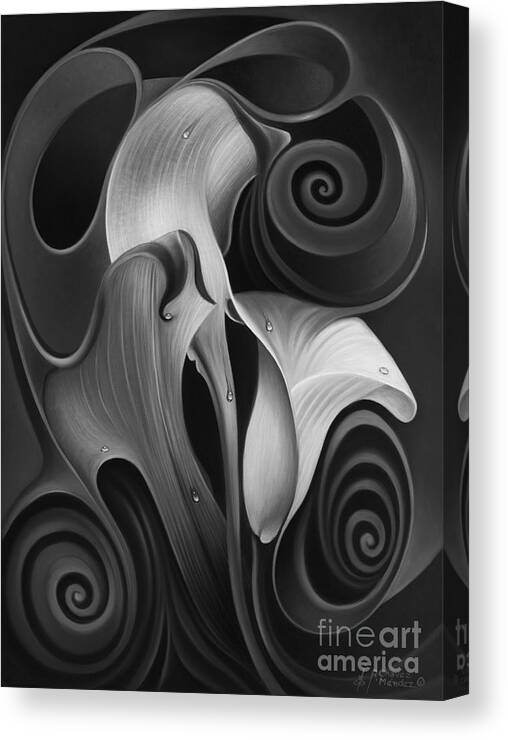 Calalily Canvas Print featuring the painting Dynamic Floral 4 Cala Lilies by Ricardo Chavez-Mendez