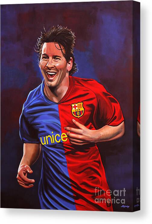 Lionel Messi Canvas Print featuring the painting Lionel Messi #2 by Paul Meijering