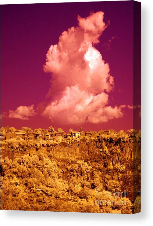 Tufa Wall Canvas Print featuring the photograph Lubriano, Italy, Infrared Photo #2 by Tim Holt