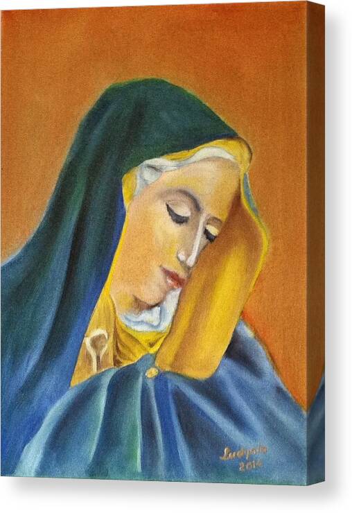 Art Canvas Print featuring the painting Our Lady #2 by Ryszard Ludynia