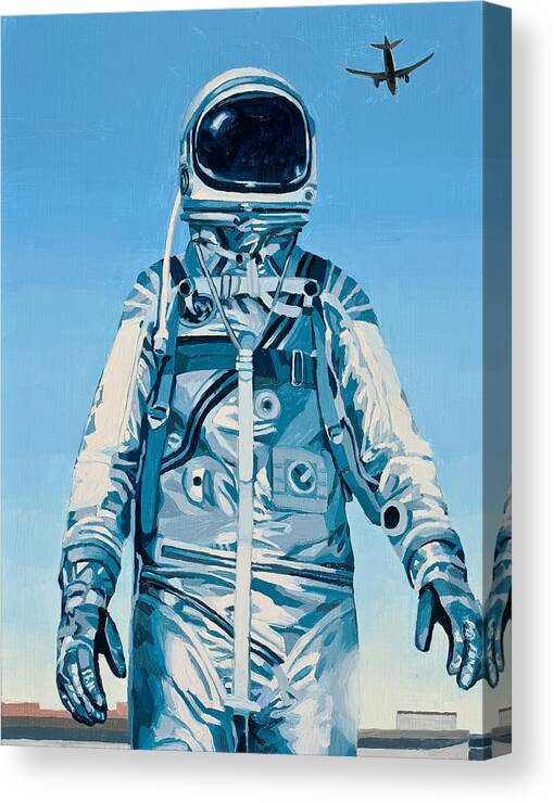 Astronaut Canvas Print featuring the painting Under the Flight Path by Scott Listfield