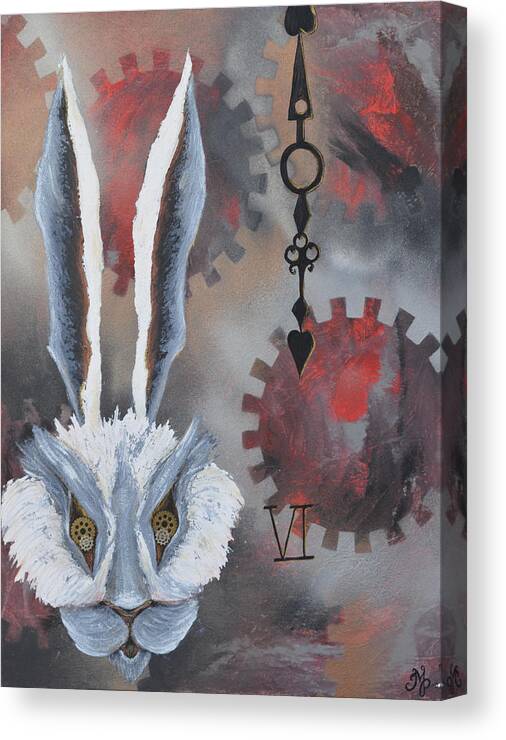 White Rabbit Canvas Print featuring the painting White Rabbit #1 by Meganne Peck