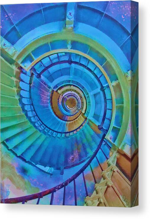 Stairs Canvas Print featuring the painting Stairway To Lighthouse Heaven by Deborah Boyd