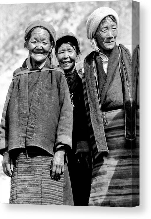 Tibet Canvas Print featuring the photograph 3 Tibetan Ladies by Neil Pankler