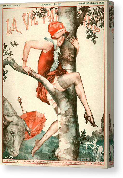 France Canvas Print featuring the drawing 1920s France La Vie Parisienne Magazine #441 by The Advertising Archives