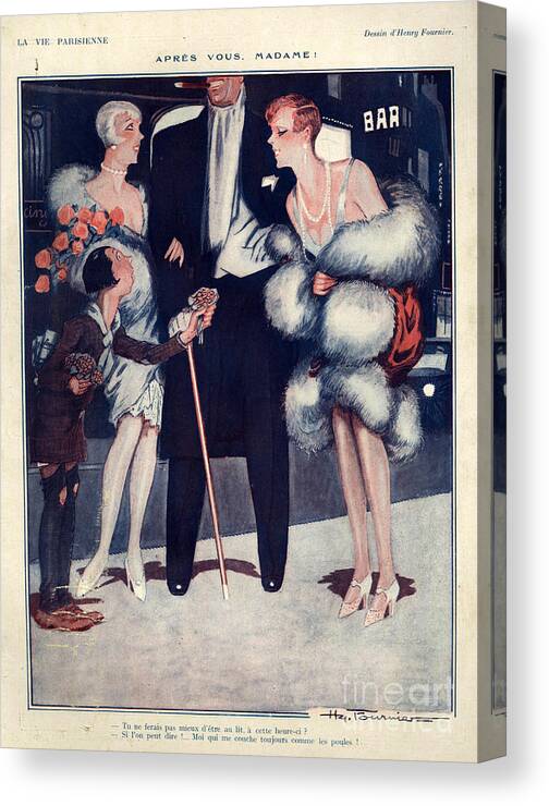 France Canvas Print featuring the drawing 1920s France La Vie Parisienne Magazine #462 by The Advertising Archives