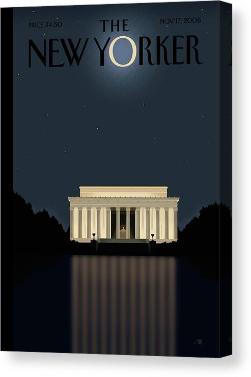 Lincoln Canvas Print featuring the painting Reflection by Bob Staake Lincoln Canvas Print featuring the painting Reflection by Bob Staake