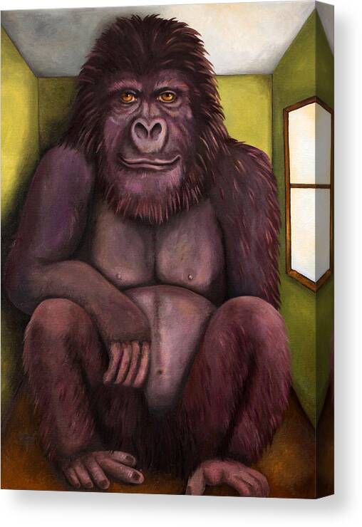 Gorilla Canvas Print featuring the painting 800 Pound Gorilla In The Room edit 2 by Leah Saulnier The Painting Maniac