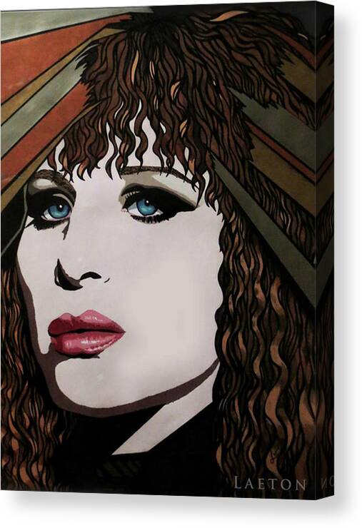 Barbra Streisand Canvas Print featuring the mixed media 80's Barbra by Richard Laeton