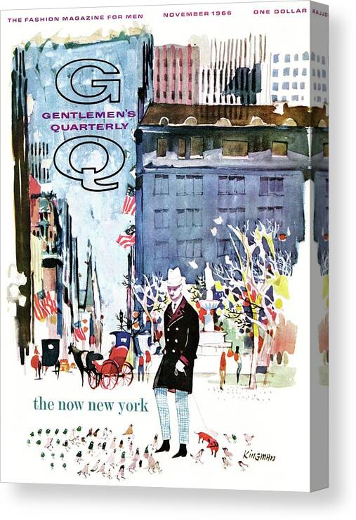 Illustration Canvas Print featuring the photograph A Gq Cover Of The Plaza Hotel by Dong Kingman