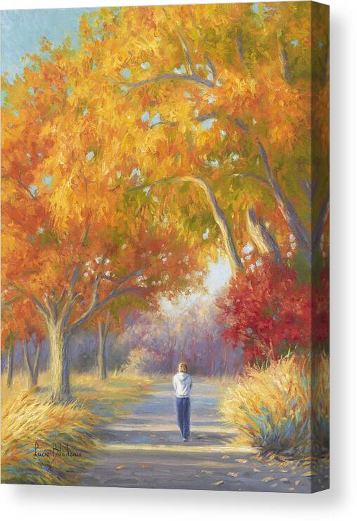 Fall Canvas Print featuring the painting A Walk In The Fall by Lucie Bilodeau