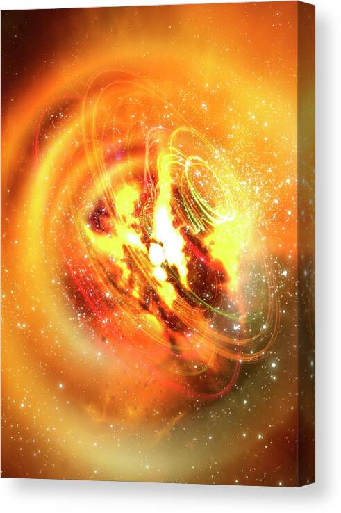 Nobody Canvas Print featuring the photograph Abstract Scene In Outer Space by Victor Habbick Visions/science Photo Library