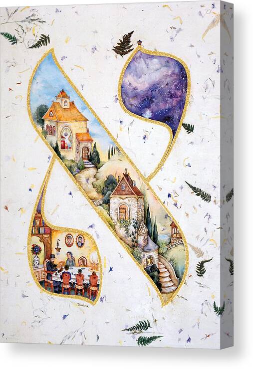 Ancient Canvas Print featuring the painting Alef by Michoel Muchnik