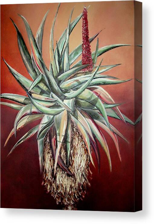 Aloe Canvas Print featuring the painting Aloe in bloom by Sunel De Lange