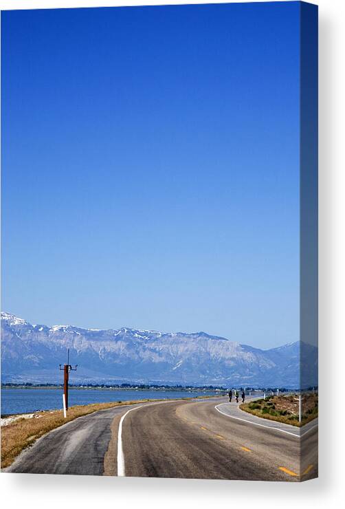 Antelope Island Photo Canvas Print featuring the photograph Antelope Island Causeway Utah by Bob Pardue