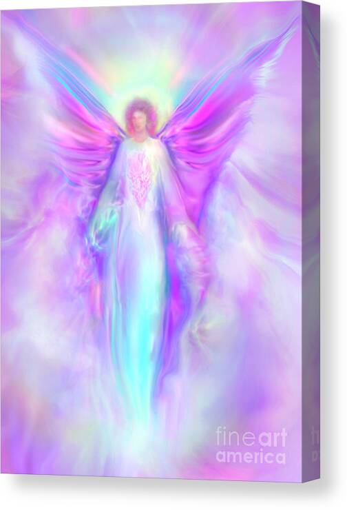 Archangel Raphael Canvas Print featuring the painting Archangel Raphael by Glenyss Bourne