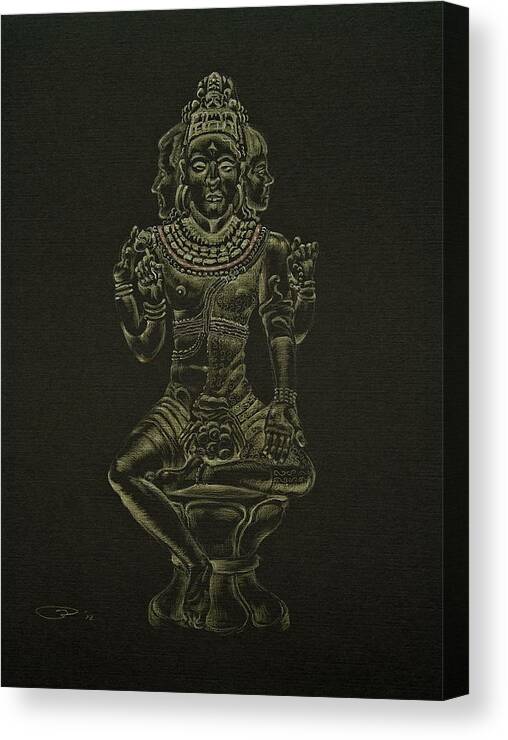 Ardhanrishvara Canvas Print featuring the drawing Ardhanarishvara I by Michele Myers