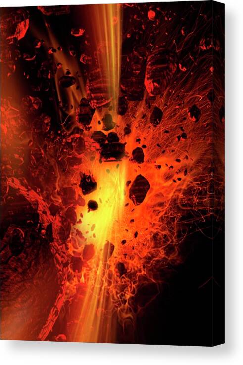 Artwork Canvas Print featuring the photograph Asteroids In Outer Space by Victor Habbick Visions/science Photo Library