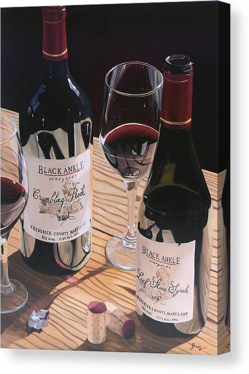 Wine Art Canvas Print featuring the painting At The Right Time by Brien Cole