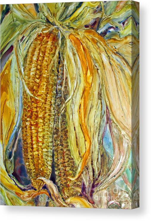 Corn Canvas Print featuring the painting Autumn Harvest by Louise Peardon