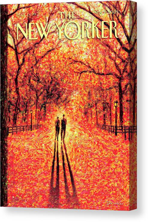 Nature Canvas Print featuring the painting Autumn In Central Park by Eric Drooker