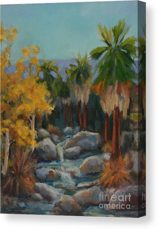 Palms Canvas Print featuring the painting Indian Canyon After the Rain by Maria Hunt