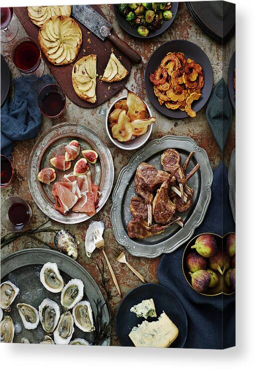 Oyster Canvas Print featuring the photograph Autumn Table Spread by Alexandra Grablewski