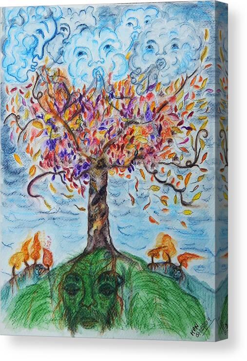 Autumn Canvas Print featuring the drawing Autumn Winds by Mimulux Patricia No