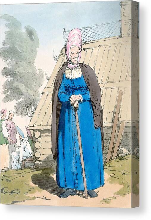 Old Canvas Print featuring the drawing Baba Or Old Woman by John Augustus Atkinson
