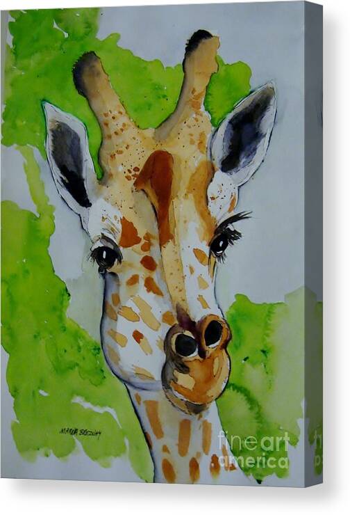 Giraffes Canvas Print featuring the painting Baby Giraffe by Marcia Breznay
