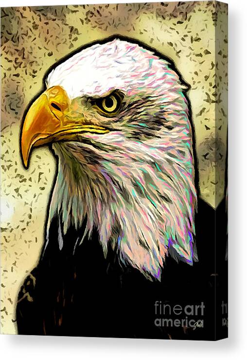 Eagle Canvas Print featuring the digital art Bald Eagle by - Zedi -