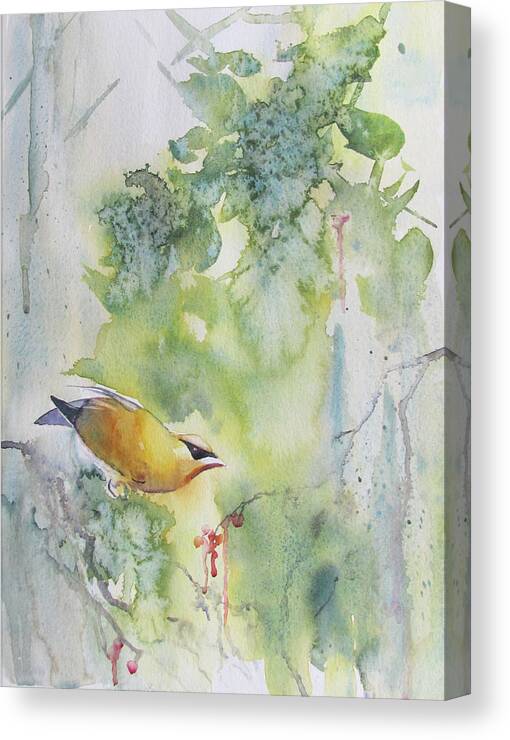 Bird Canvas Print featuring the painting Cedar Waxwing by Amanda Amend