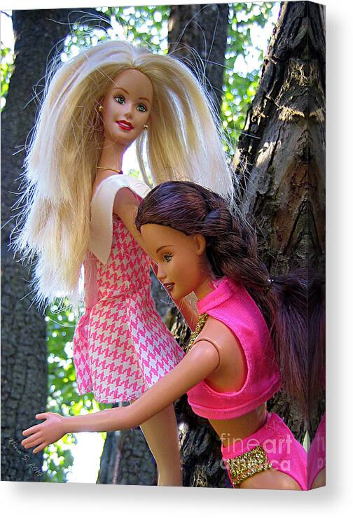 Barbie Canvas Print featuring the photograph Barbie's Climbing Trees by Nina Silver