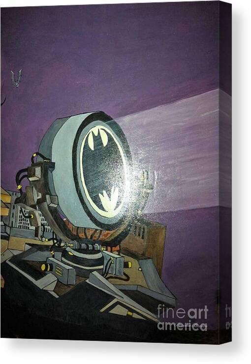 Moon Canvas Print featuring the painting Batman Beam by Brenda Brown