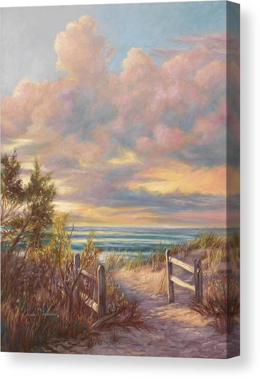 Beach Canvas Print featuring the painting Beach Walk by Lucie Bilodeau