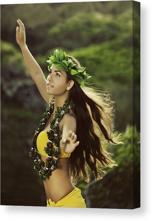 Hand Raised Canvas Print featuring the photograph Beautiful Hula Dancer by Kangah