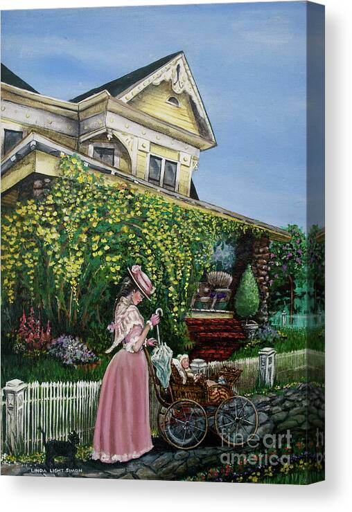 House Canvas Print featuring the painting Behind the Garden Gate by Linda Simon