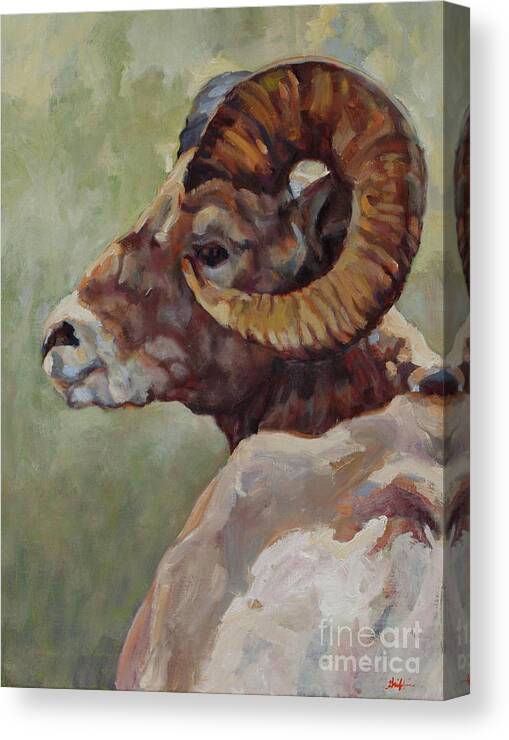 Big Horn Canvas Print featuring the painting Big Horn In Sage by Patricia A Griffin