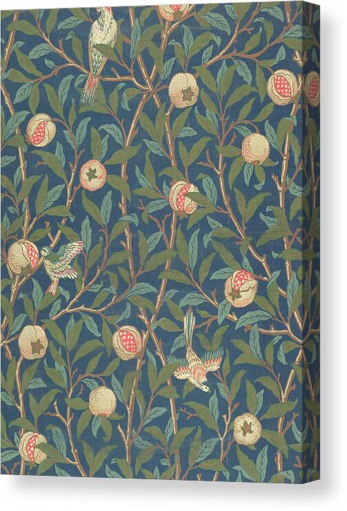 Arts And Crafts Movement Canvas Print featuring the tapestry - textile Bird and Pomegranate by William Morris